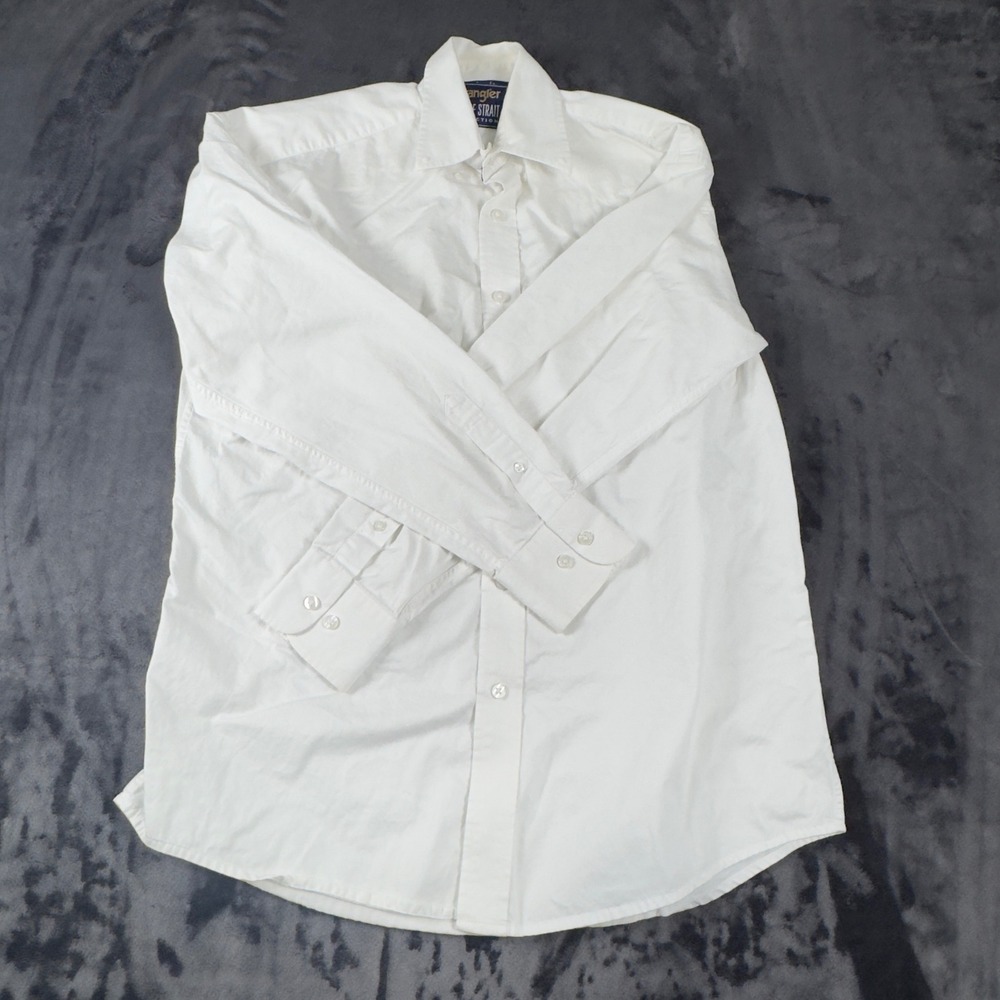 Wrangler George Strait Shirt Mens M White Button Down MGS242W Long Sleeve Cotton